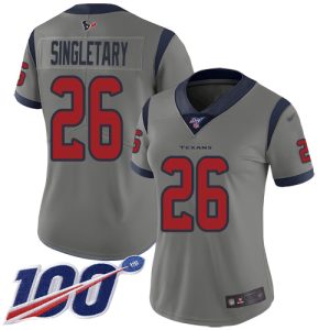 cheap Texans #26 Devin Singletary Gray Women's Stitched NFL Limited Inverted Legend 100th Season Jersey