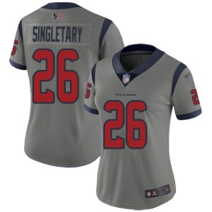 Texans #26 Devin Singletary Gray Women's Stitched NFL Limited Inverted Legend Jersey