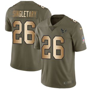 texans #26 devin singletary olive/gold men's stitched nfl limited 2017 salute to service wholesale jersey