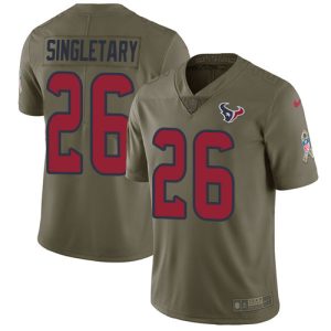 limited Texans #26 Devin Singletary Olive Men's Stitched NFL Limited 2017 Salute To Service Jersey