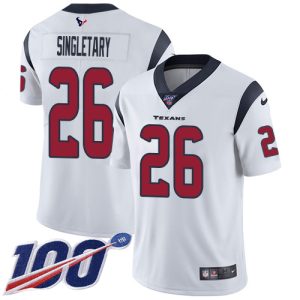 replica Texans #26 Devin Singletary White Men's Stitched NFL 100th Season Vapor Untouchable Limited Jersey