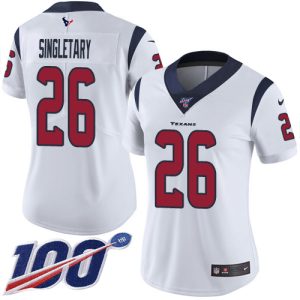 cheap Texans #26 Devin Singletary White Women's Stitched NFL 100th Season Vapor Untouchable Limited Jersey