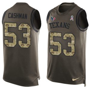 authentic Texans #53 Blake Cashman Green Men's Stitched NFL Limited Salute To Service Tank Top Jersey