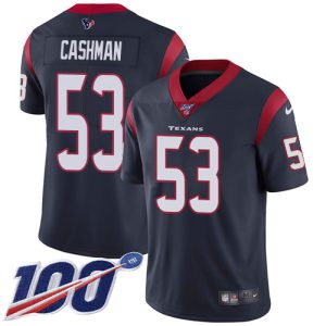 texans #53 blake cashman navy blue team color men's stitched nfl 100th season vapor untouchable limited wholesale jersey