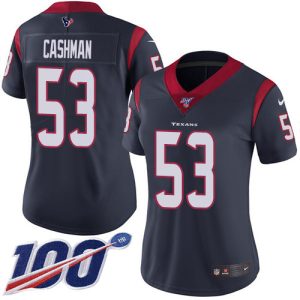 Texans #53 Blake Cashman Navy Blue Team Color Women's Stitched NFL 100th Season Vapor Untouchable Limited Jersey