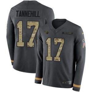 wholesale Titans #17 Ryan Tannehill Anthracite Salute to Service Youth Stitched NFL Limited Therma Long Sleeve Jersey