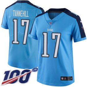 titans #17 ryan tannehill light blue women's stitched nfl limited rush 100th season wholesale jersey