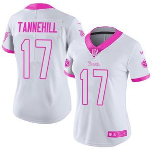 Titans #17 Ryan Tannehill White/Pink Women's Stitched NFL Limited Rush Fashion Jersey