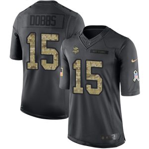 Vikings #15 Josh Dobbs Black Men's Stitched NFL Limited 2016 Salute to Service Jersey