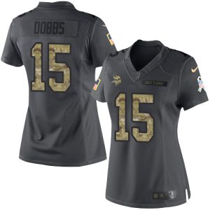 vikings #15 josh dobbs black women's stitched nfl limited 2016 salute to service wholesale jersey