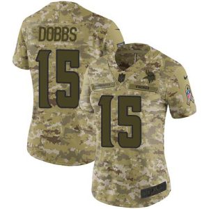 replica Vikings #15 Josh Dobbs Camo Women's Stitched NFL Limited 2018 Salute To Service Jersey