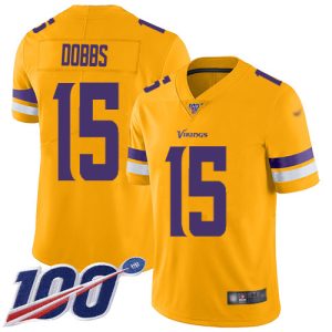 vikings #15 josh dobbs gold men's stitched nfl limited inverted legend 100th season replica jersey