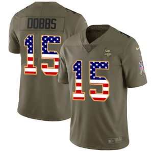 Vikings #15 Josh Dobbs Olive/USA Flag Men's Stitched NFL Limited 2017 Salute To Service Jersey