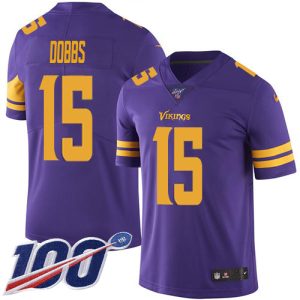 vikings #15 josh dobbs purple men's stitched nfl limited rush 100th season authentic jersey