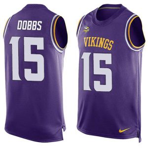 vikings #15 josh dobbs purple team color men's stitched nfl limited tank top limited jersey