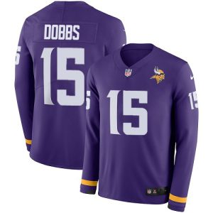 wholesale Vikings #15 Josh Dobbs Purple Team Color Men's Stitched NFL Limited Therma Long Sleeve Jersey