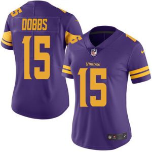 cheap Vikings #15 Josh Dobbs Purple Women's Stitched NFL Limited Rush Jersey