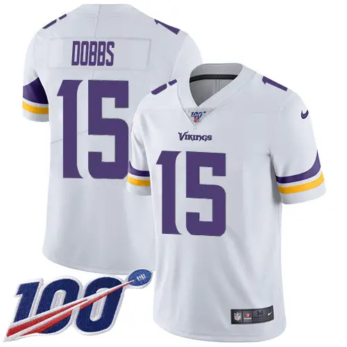 Vikings #15 Josh Dobbs White Youth Stitched NFL 100th Season Vapor Untouchable Limited Jersey