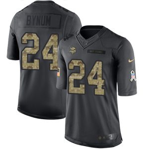 vikings #24 camryn bynum black men's stitched nfl limited 2016 salute to service youth jersey