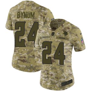 Vikings #24 Camryn Bynum Camo Women's Stitched NFL Limited 2018 Salute To Service Jersey