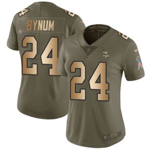 wholesale Vikings #24 Camryn Bynum Olive/Gold Women's Stitched NFL Limited 2017 Salute To Service Jersey