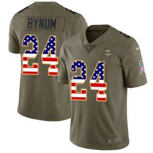 wholesale Vikings #24 Camryn Bynum Olive/USA Flag Youth Stitched NFL Limited 2017 Salute To Service Jersey