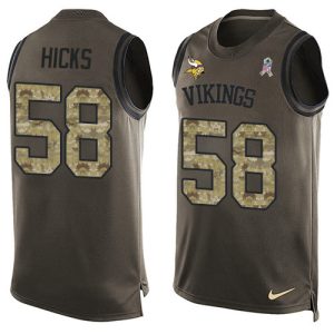 vikings #58 jordan hicks green men's stitched nfl limited salute to service tank top custom jersey