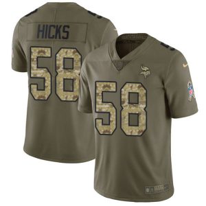 wholesale Vikings #58 Jordan Hicks Olive/Camo Men's Stitched NFL Limited 2017 Salute To Service Jersey