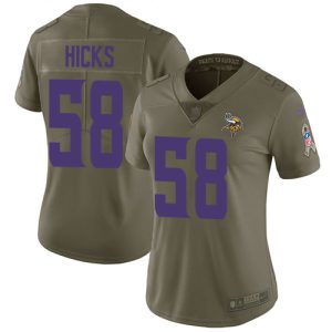 Vikings #58 Jordan Hicks Olive Women's Stitched NFL Limited 2017 Salute To Service Jersey