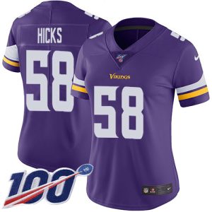 vikings #58 jordan hicks purple team color women's stitched nfl 100th season vapor untouchable limited limited jersey