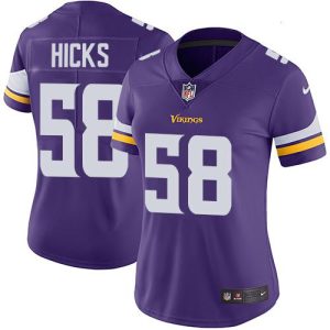 custom Vikings #58 Jordan Hicks Purple Team Color Women's Stitched NFL Vapor Untouchable Limited Jersey