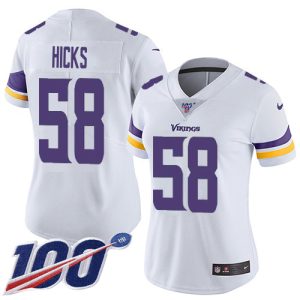 limited Vikings #58 Jordan Hicks White Women's Stitched NFL 100th Season Vapor Untouchable Limited Jersey