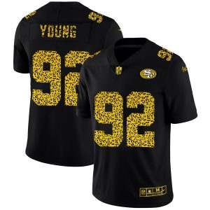 San Francisco 49ers #92 Chase Young Men's Leopard Print Fashion Vapor Limited NFL Jersey Black