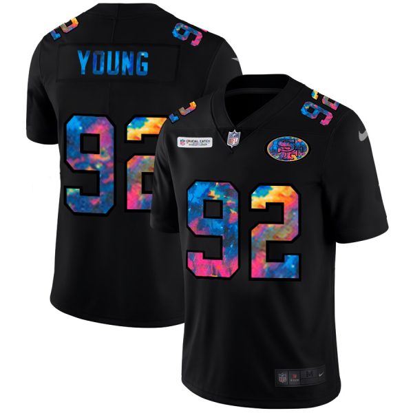 San Francisco 49ers #92 Chase Young Men's Multi-Color Black 2020 NFL Crucial Catch Vapor Untouchable Limited Jersey