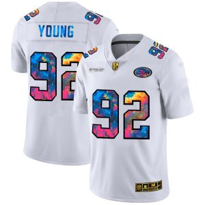 wholesale San Francisco 49ers #92 Chase Young Men's White Multi-Color 2020 NFL Crucial Catch Limited NFL Jersey