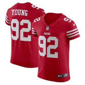 san francisco 49ers #92 chase young scarlet men's 2022-23 authentic stitched nfl vapor untouchable elite custom jersey