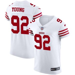 san francisco 49ers #92 chase young white men's 2022-23 authentic stitched nfl vapor untouchable elite replica jersey