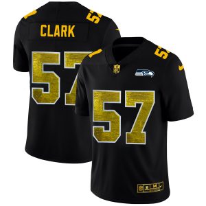 seattle seahawks wholesale jersey #57 frank clark men's black golden sequin vapor limited nfl wholesale jersey