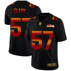 limited Seattle Seahawks Jersey #57 Frank Clark Men's Black Red Orange Stripe Vapor Limited NFL Jersey