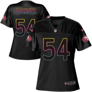 custom 49ers #54 Fred Warner Black Women's NFL Fashion Game Jersey