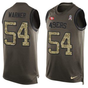 49ers #54 fred warner green men's stitched nfl limited salute to service tank top customized jersey