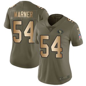 49ers #54 Fred Warner Olive/Gold Women's Stitched NFL Limited 2017 Salute To Service Jersey