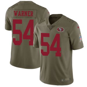 cheap 49ers #54 Fred Warner Olive Men's Stitched NFL Limited 2017 Salute to Service Jersey