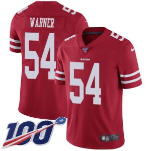 personalized 49ers #54 Fred Warner Red Team Color Youth Stitched NFL 100th Season Vapor Limited Jersey