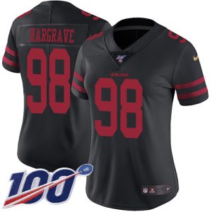 wholesale 49ers #98 Javon Hargrave Black Alternate Women's Stitched NFL 100th Season Vapor Limited Jersey