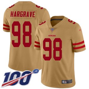 49ers #98 javon hargrave gold men's stitched nfl limited inverted legend 100th season wholesale jersey