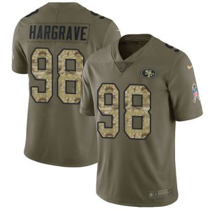 49ers #98 javon hargrave olive/camo youth stitched nfl limited 2017 salute to service wholesale jersey