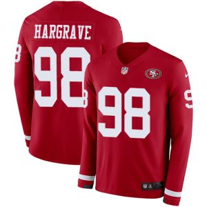 49ers #98 Javon Hargrave Red Team Color Men's Stitched NFL Limited Therma Long Sleeve Jersey