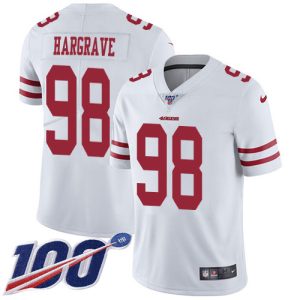 cheap 49ers #98 Javon Hargrave White Men's Stitched NFL 100th Season Vapor Limited Jersey