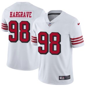 49ers #98 javon hargrave white rush youth stitched nfl vapor untouchable limited wholesale jersey